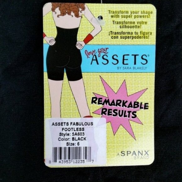 Assest By Spanx Footless Shaping Tights Black 6 Or F - Picture 5 of 7